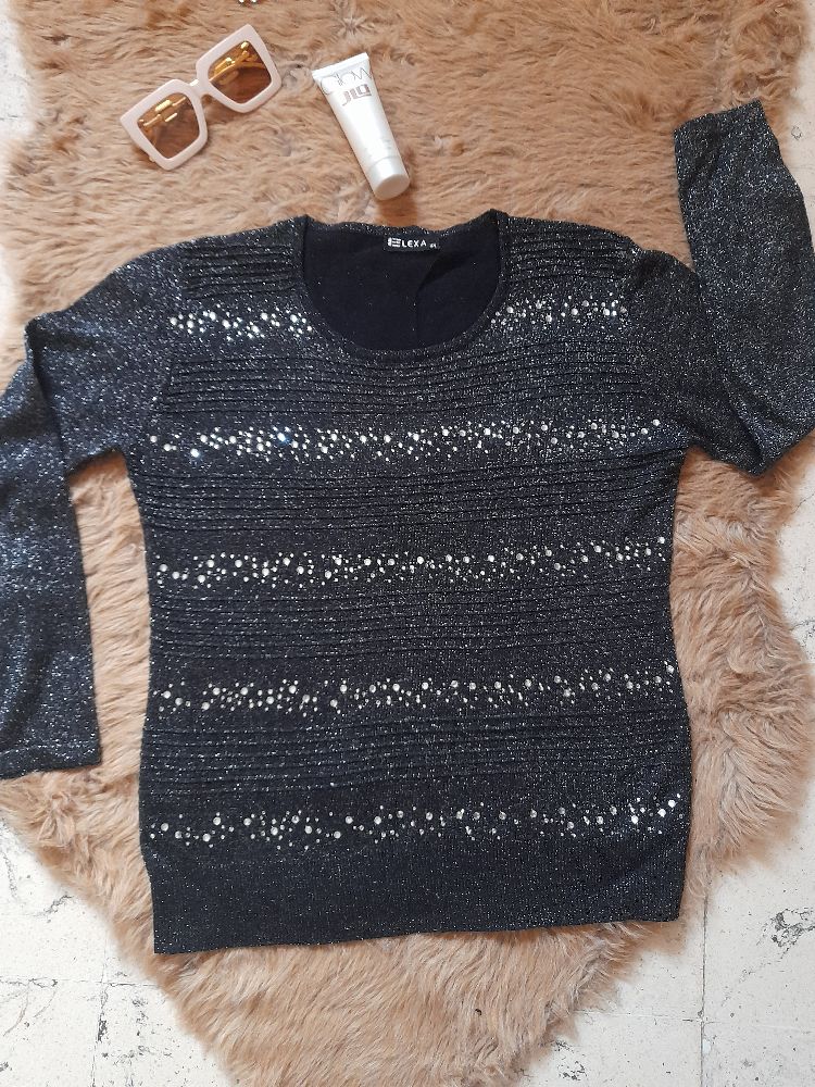 pull noir pailleté 