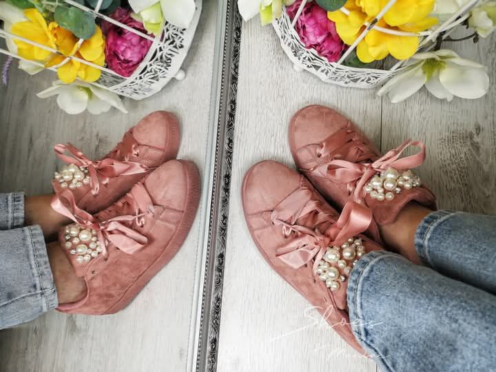 Baskets rose perles 