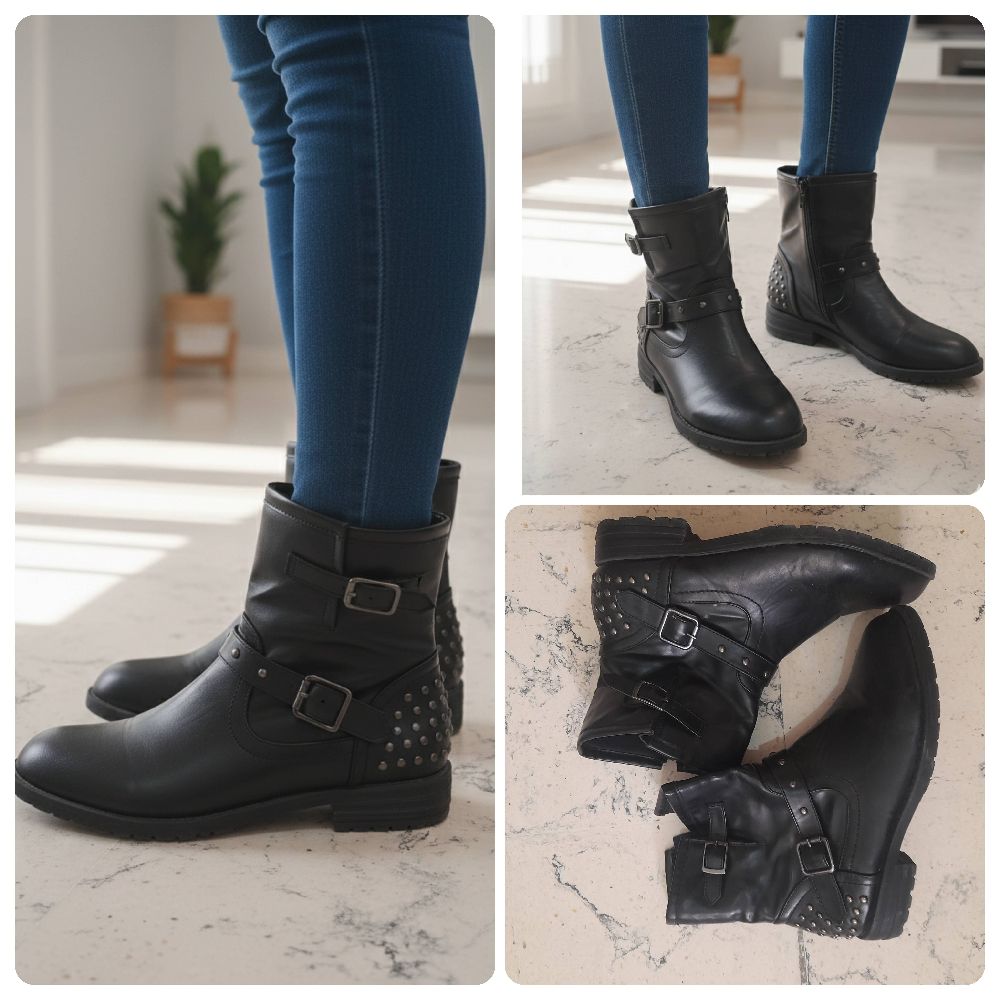 Bottine cuir noir