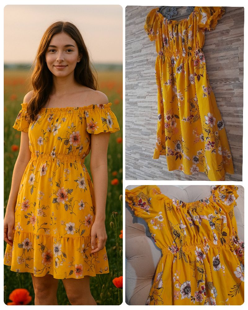 Robe jaune fleurie