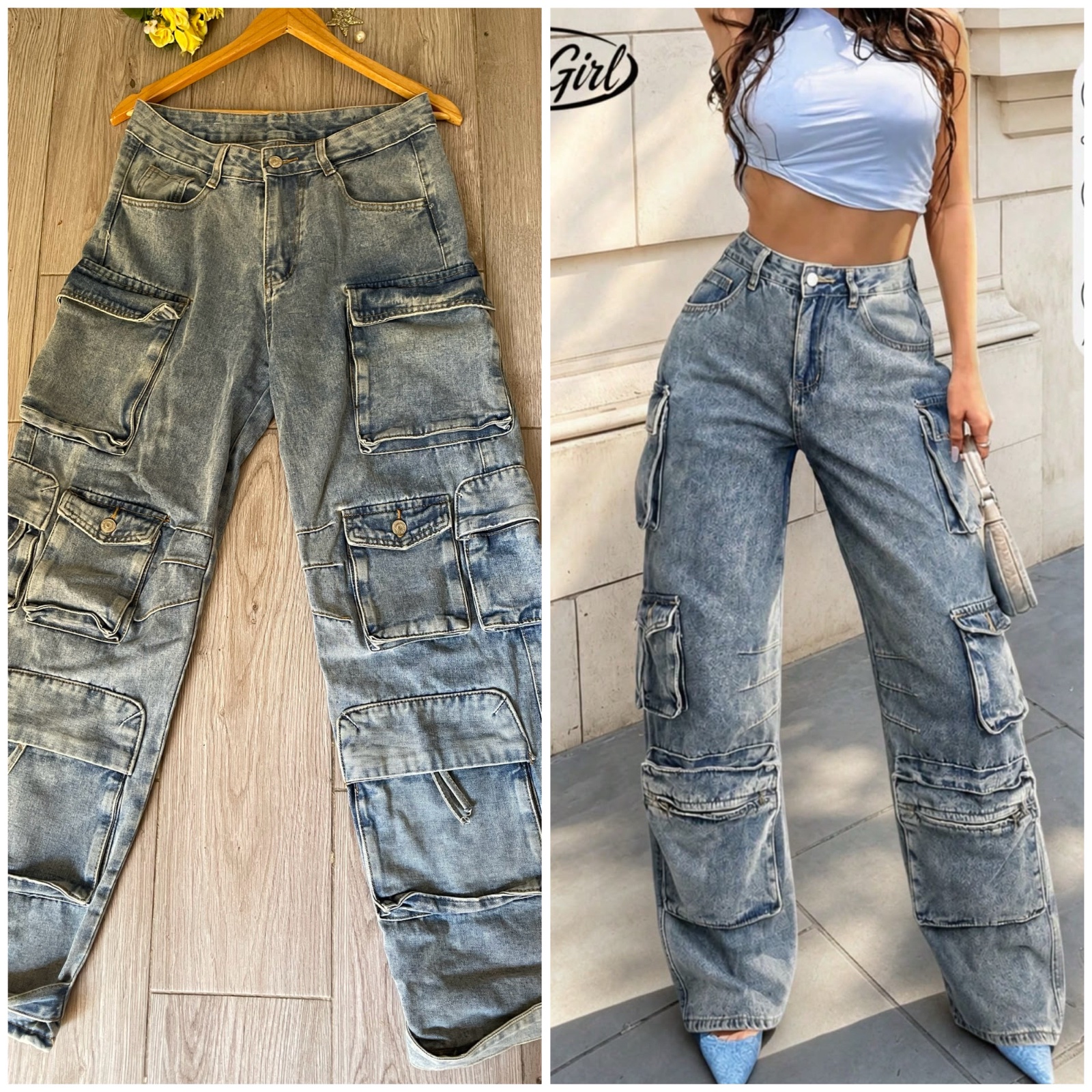 Panta jeans large/poches❤️❤️
