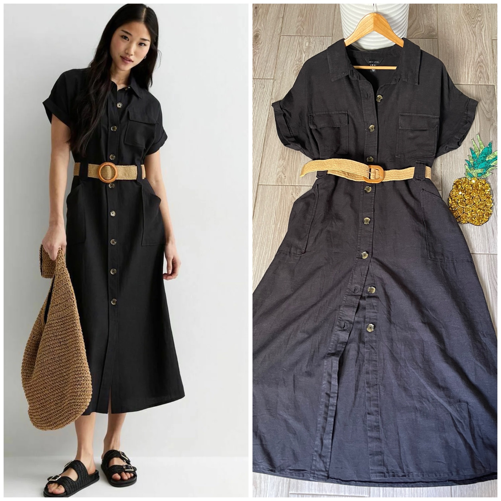 Long robe boutonnée 42/44❤️Lin melange😍