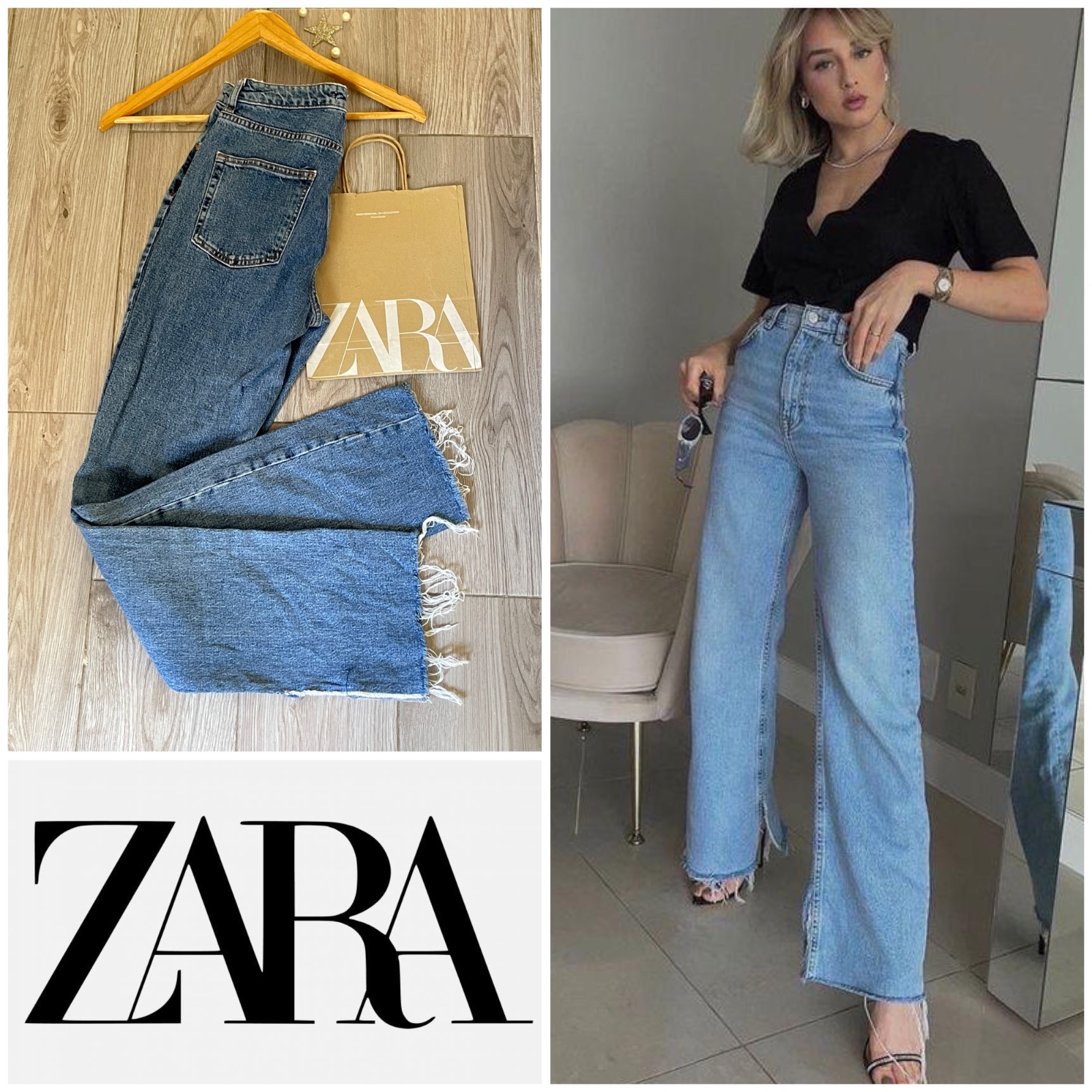 Zara straight jeans avec fentes❤️neuf