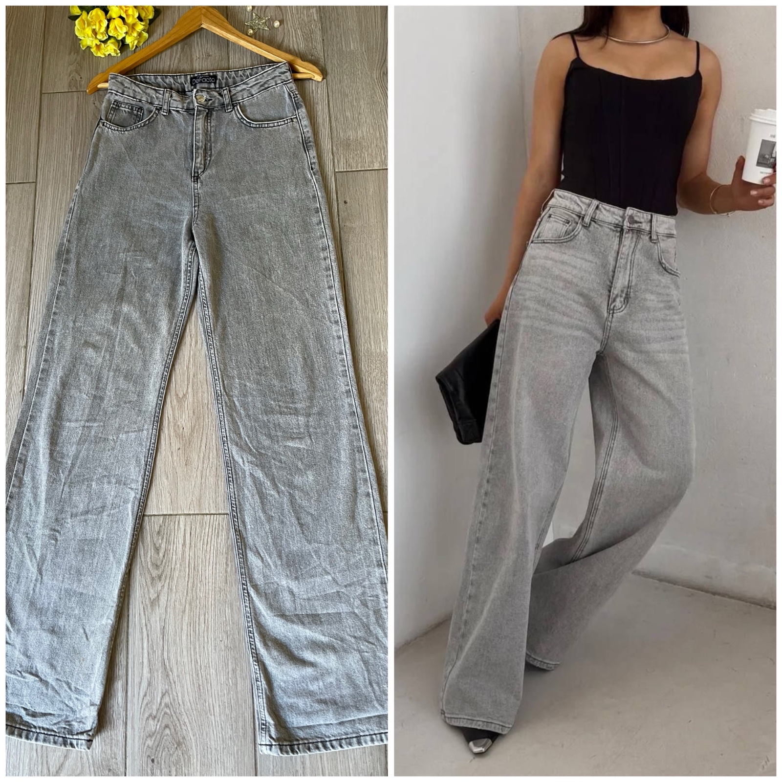 Leg jeans taille haute 34/P❤️