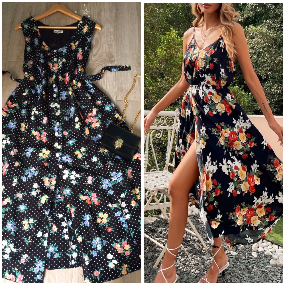 long robe floral boutonnèe, trop fluide