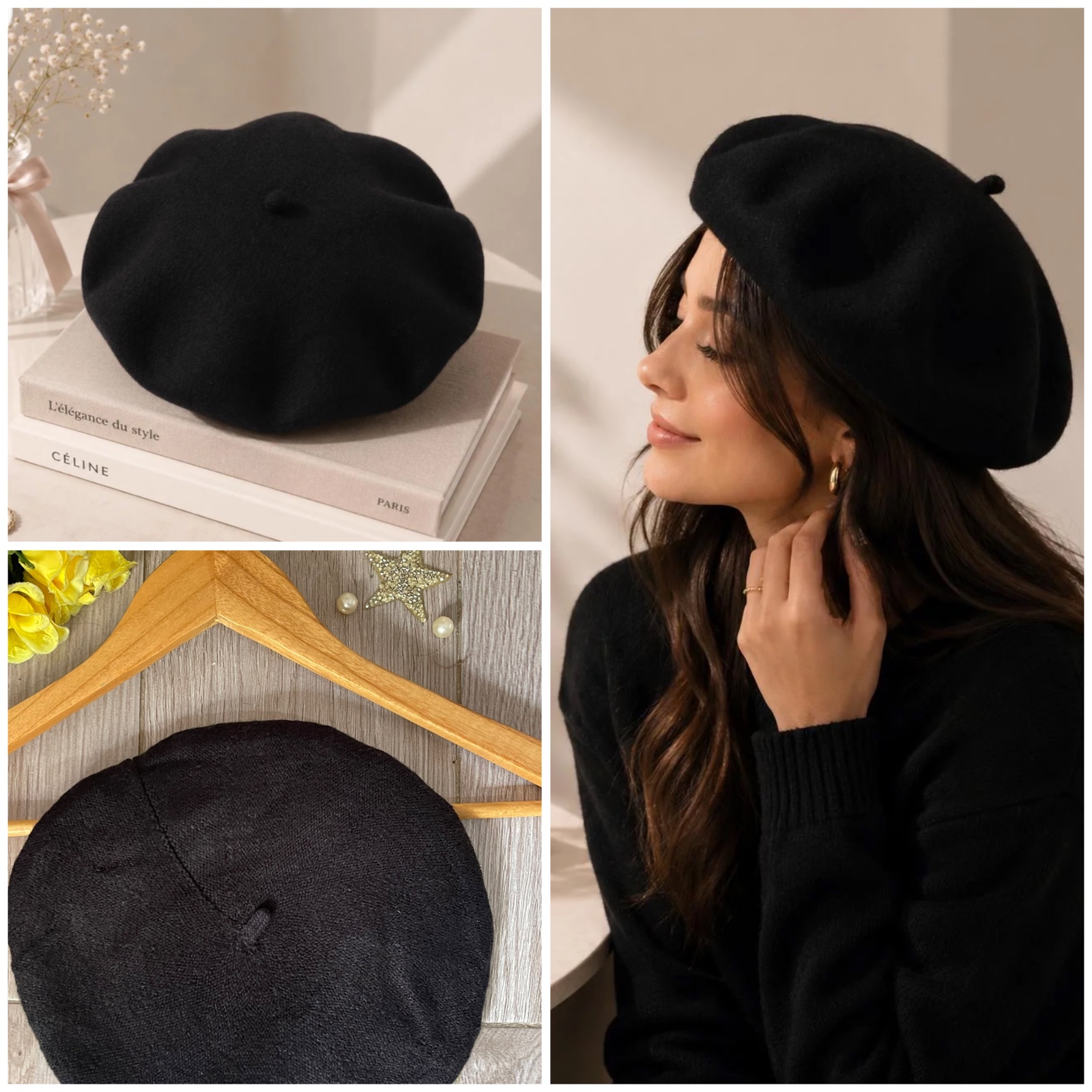Béret noir en laine neuf ❤️❤️