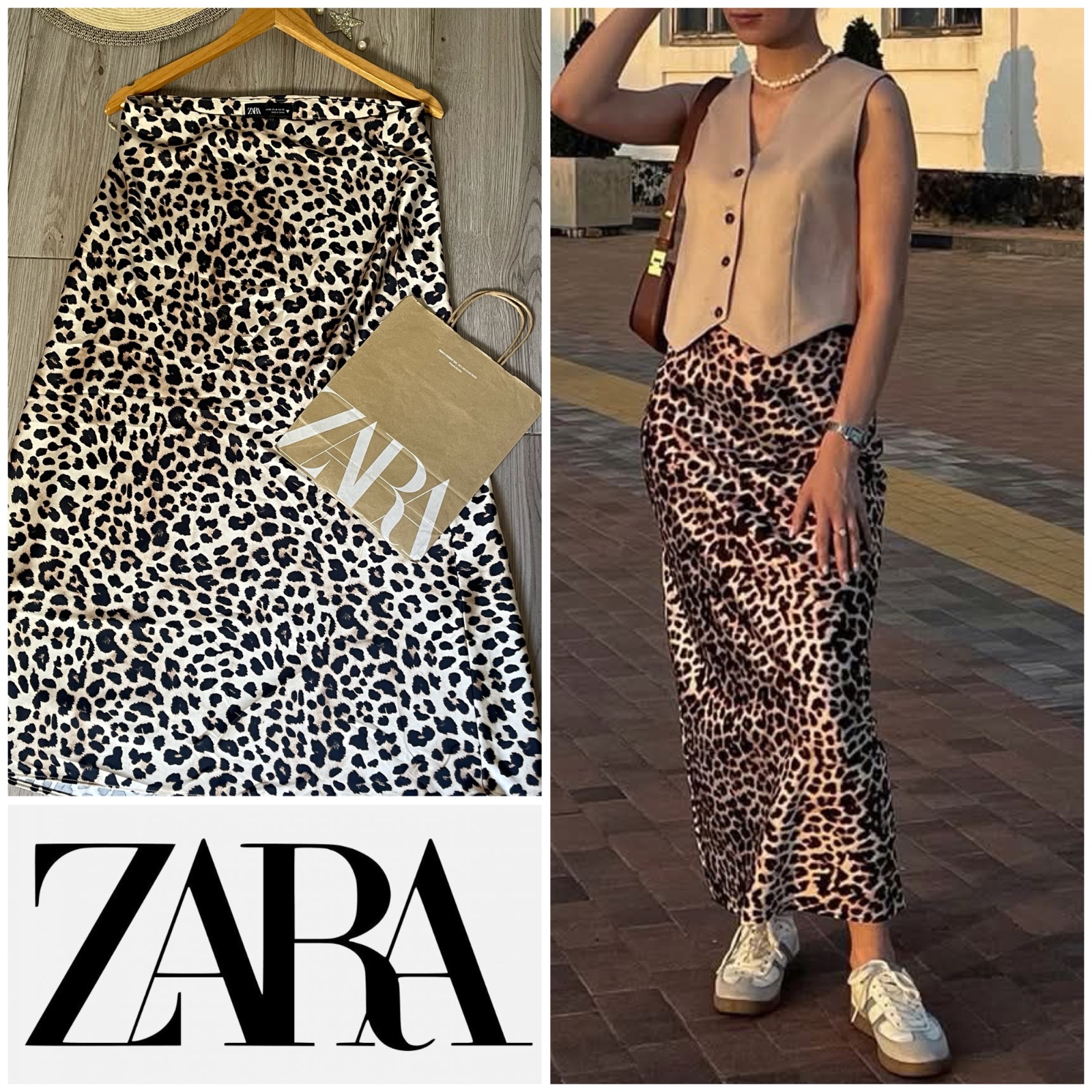 Zara long jupe satin leopart❤️ M/L