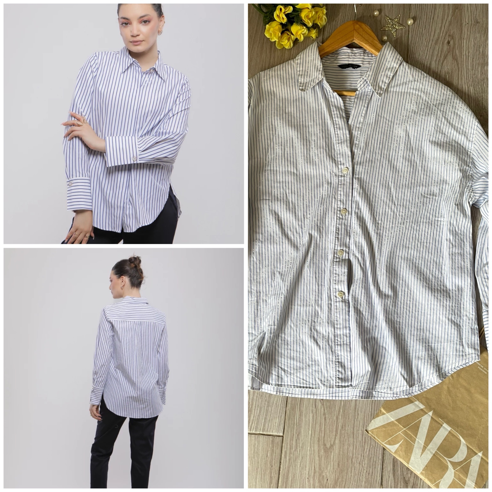 Zara long oversize chemise rayure M/L