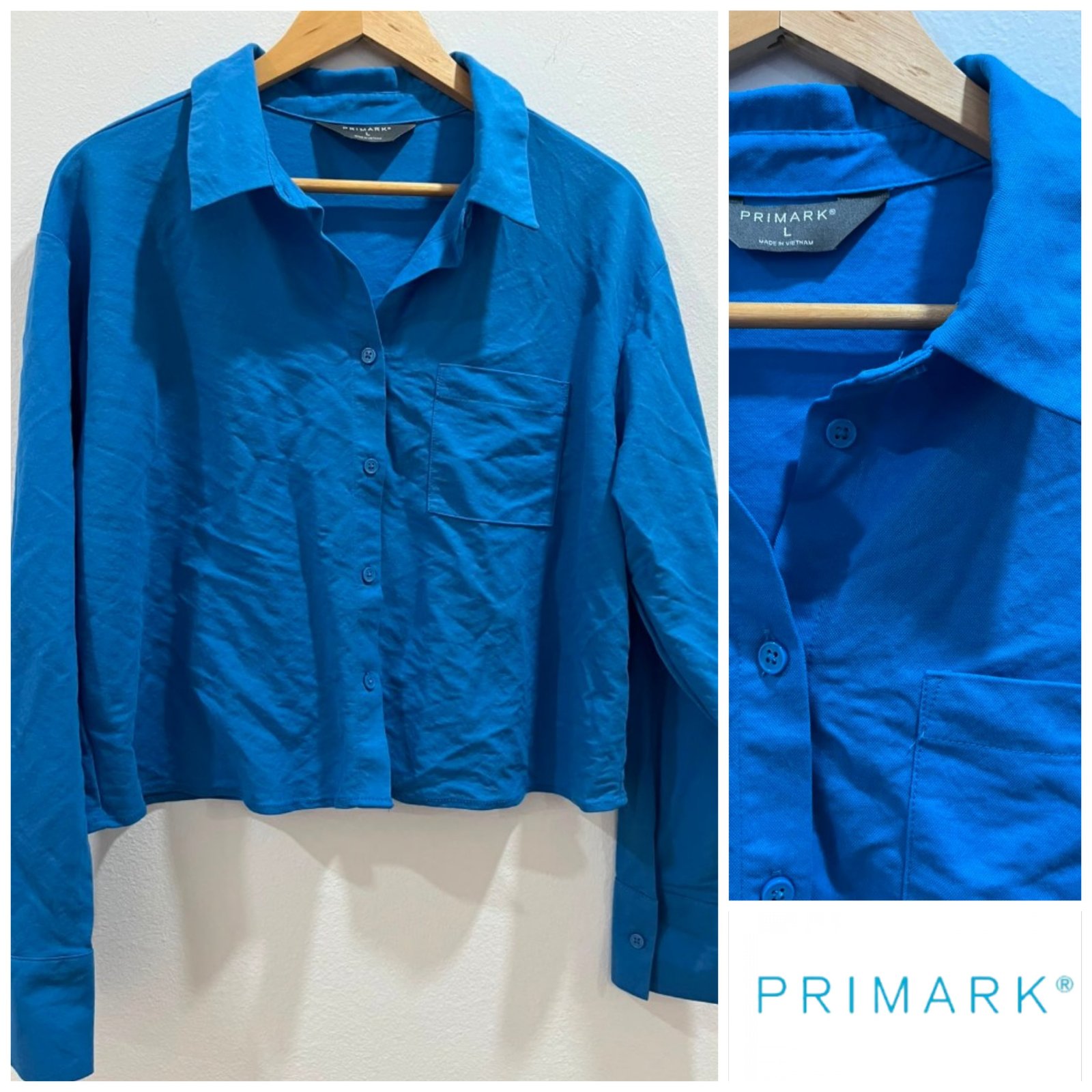Chemise Primark bleue de taille L arbore une poche poitrine pratique