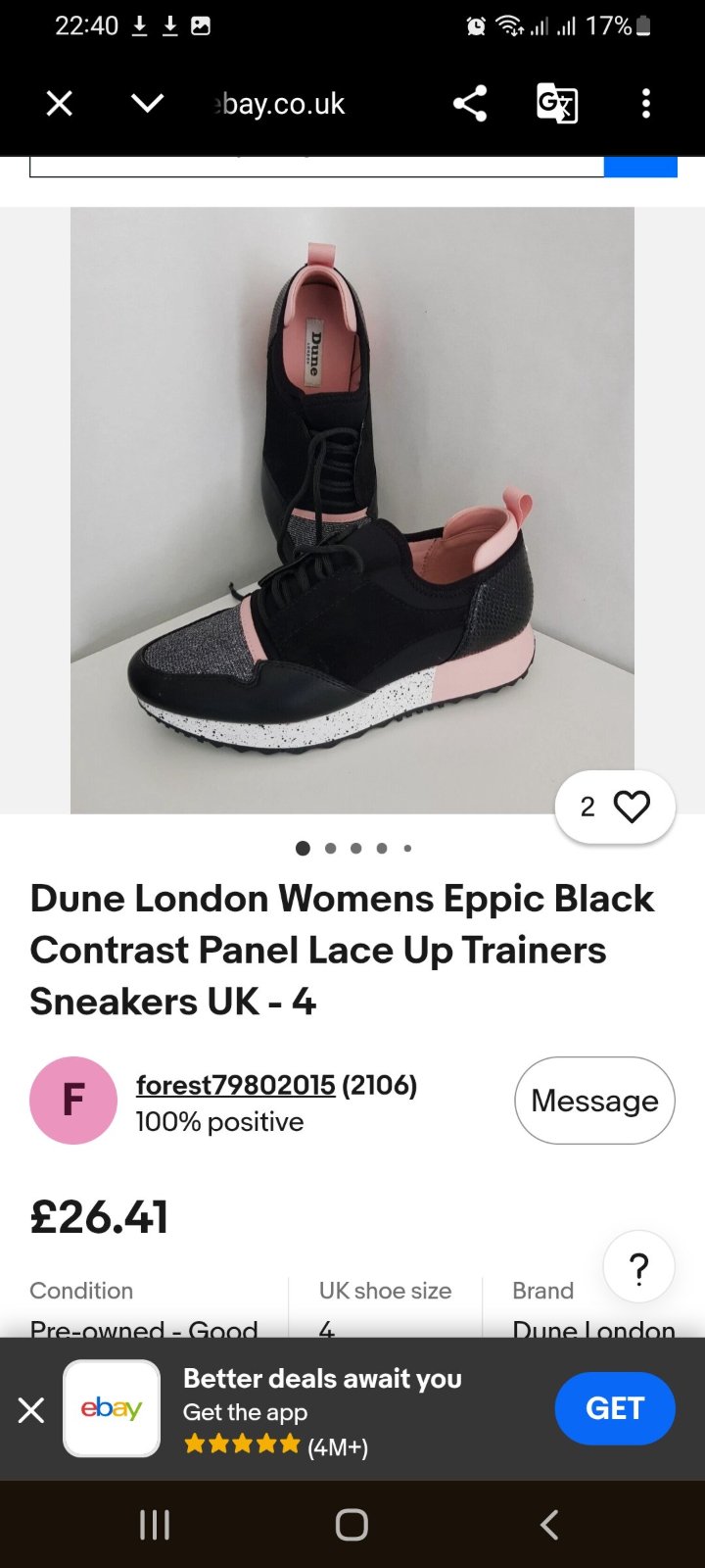 Baskets Dune London modèle Eppic se distinguent par leurs panneaux contrastés noirs et leurs détails métalliques scintillants
