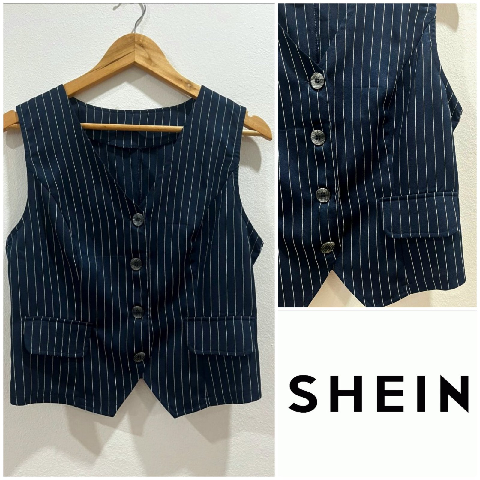 Mulvari Striped Print Single Breasted Vest Blazer
