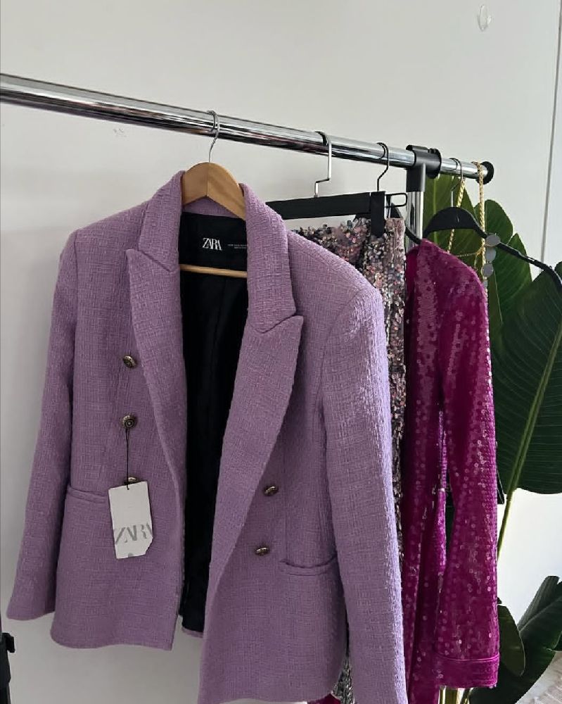 Blazer lilas bouttons doré 38 /40 tissu Chanel 