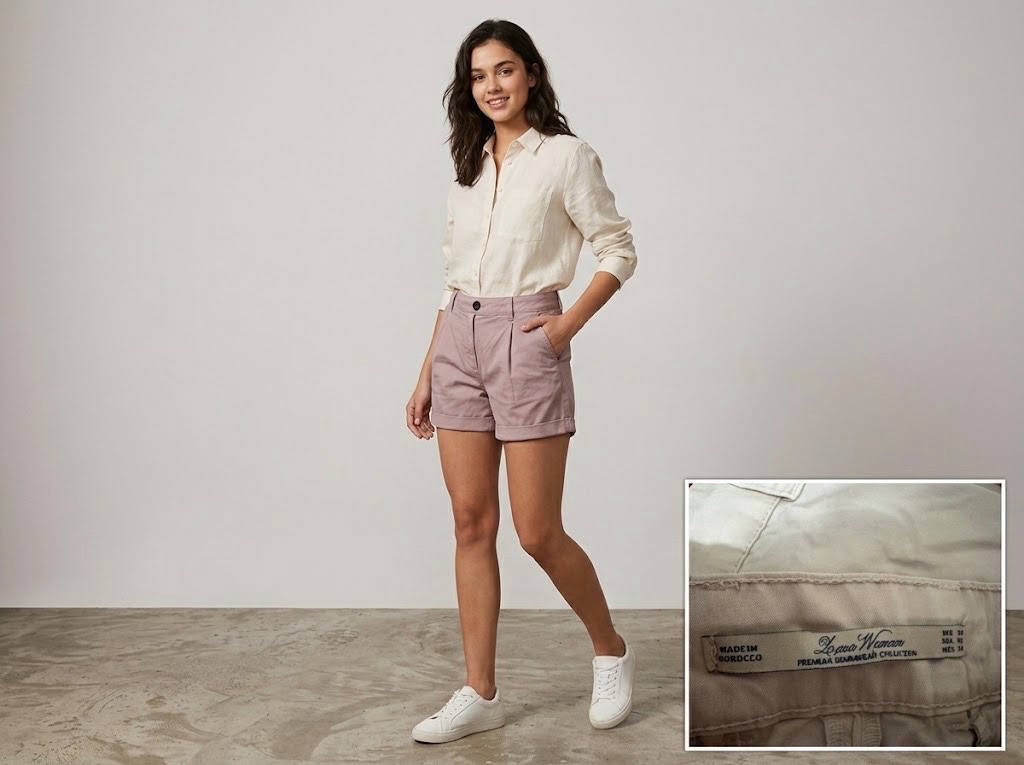 Titre : Short Chino Rose Pâle Zara Woman Premium Denimwear Collection - Taille 38