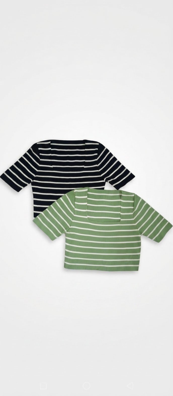 Lots de 2 Crop tops à rayures (Importés de Turquie) 