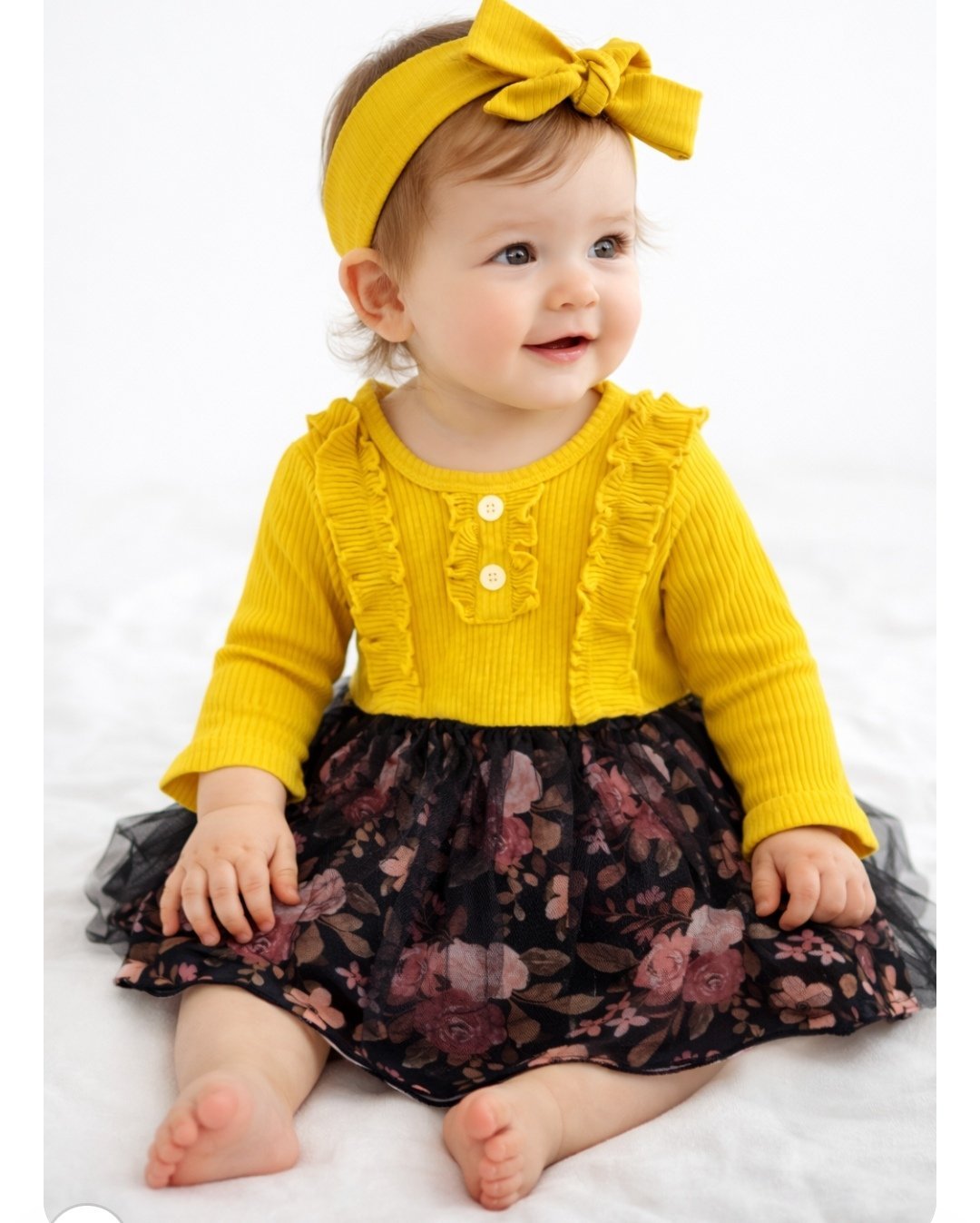 👗 Robe bébé fille + bandeau assorti 🎀 (2 en 1)