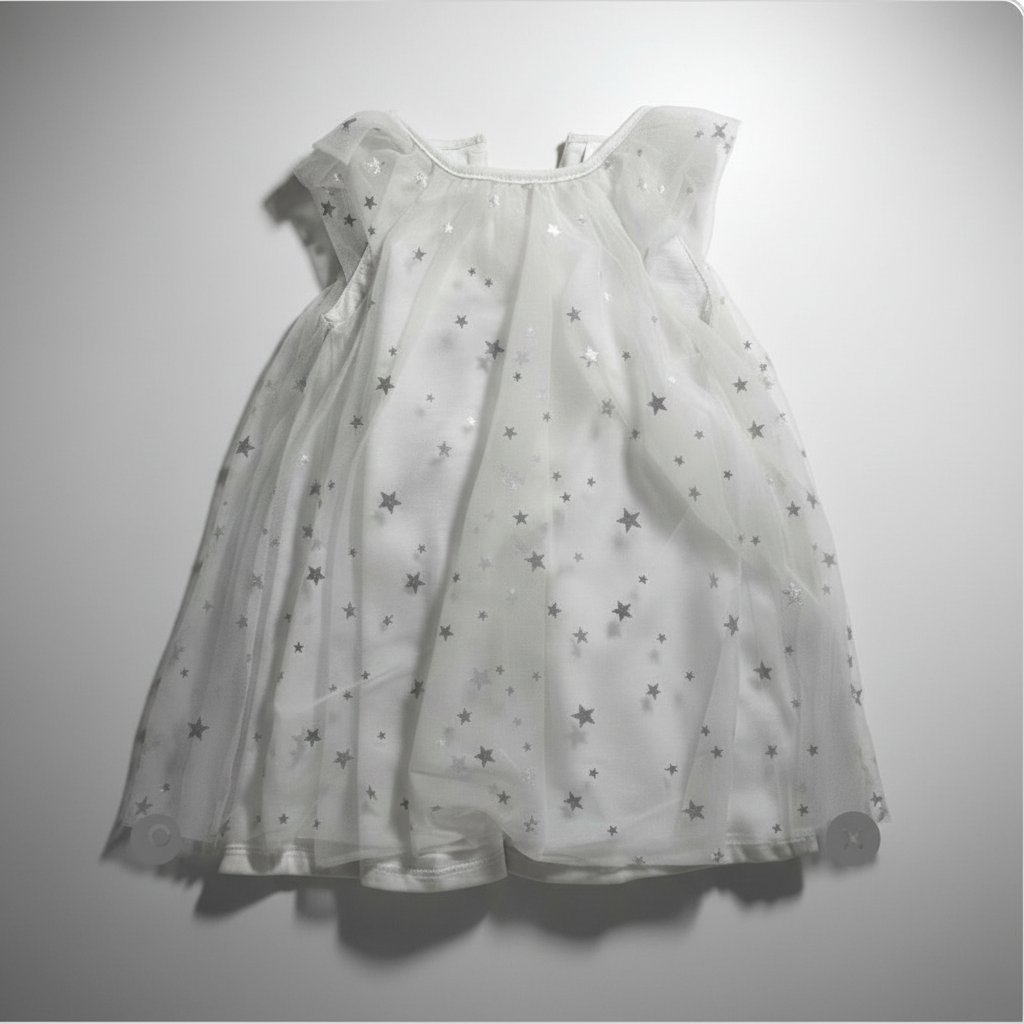 🤍 Robe grise C&A 86 cm (18-24 mois) – étoiles argentées