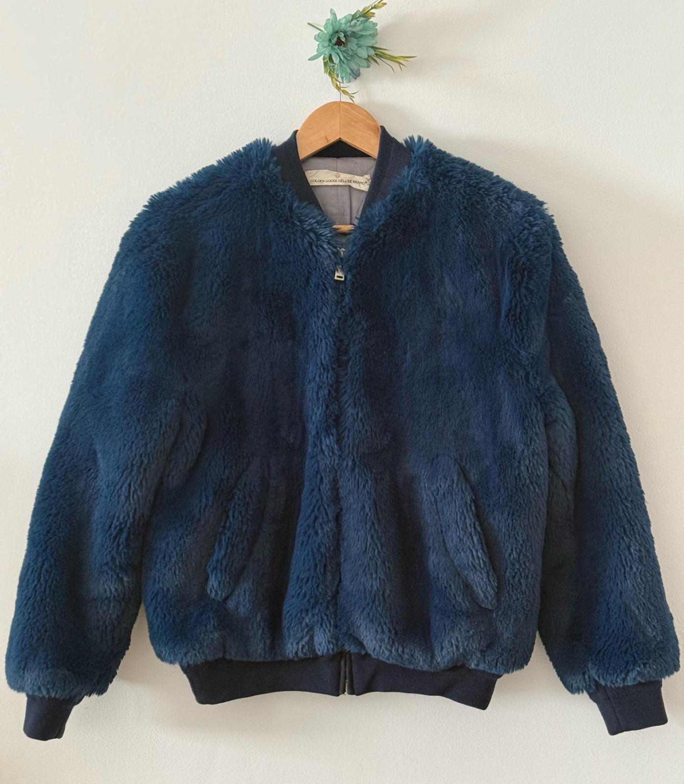 Blouson en fausse fourrure bleu