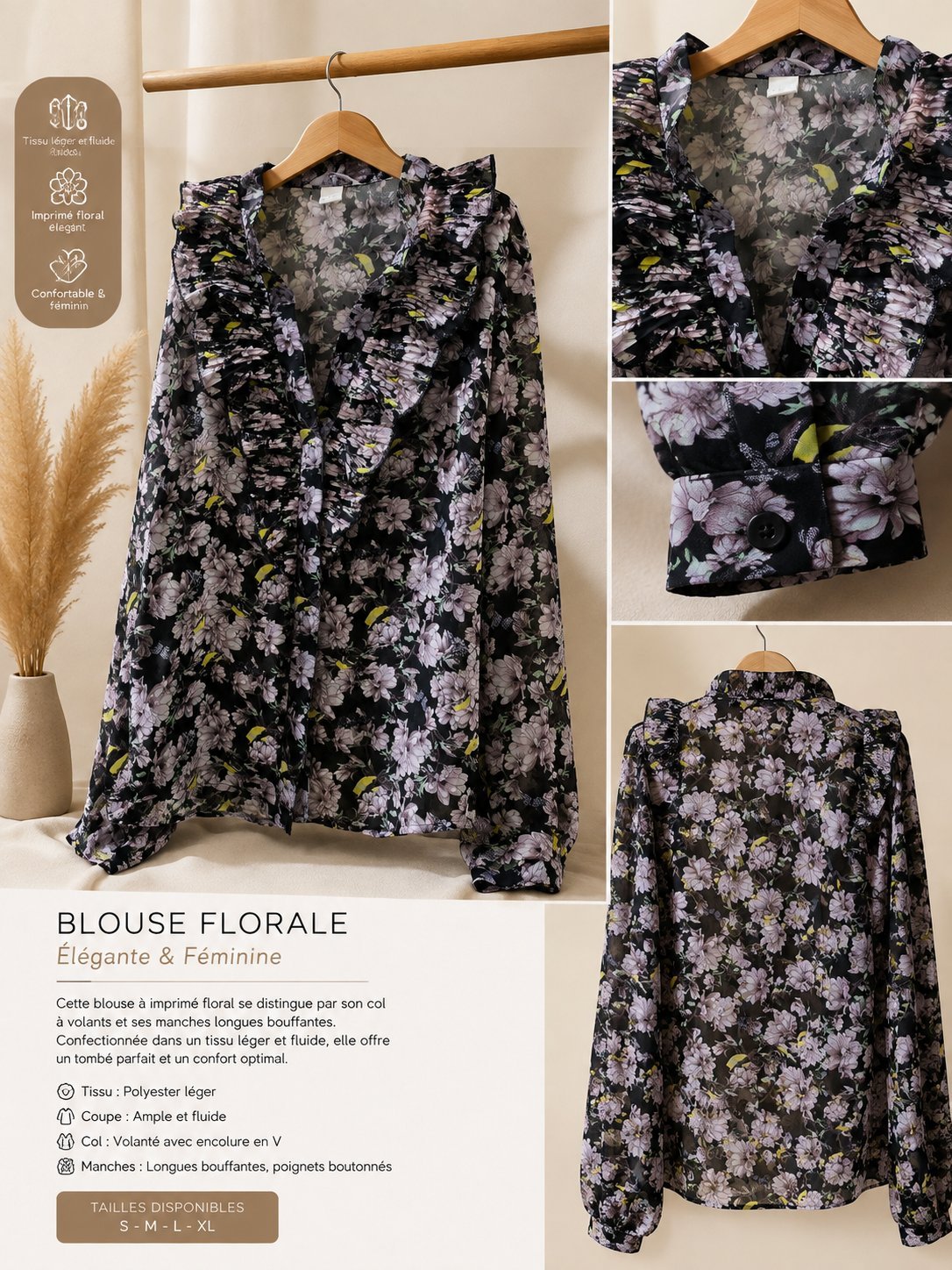 Chemise élégante et florale