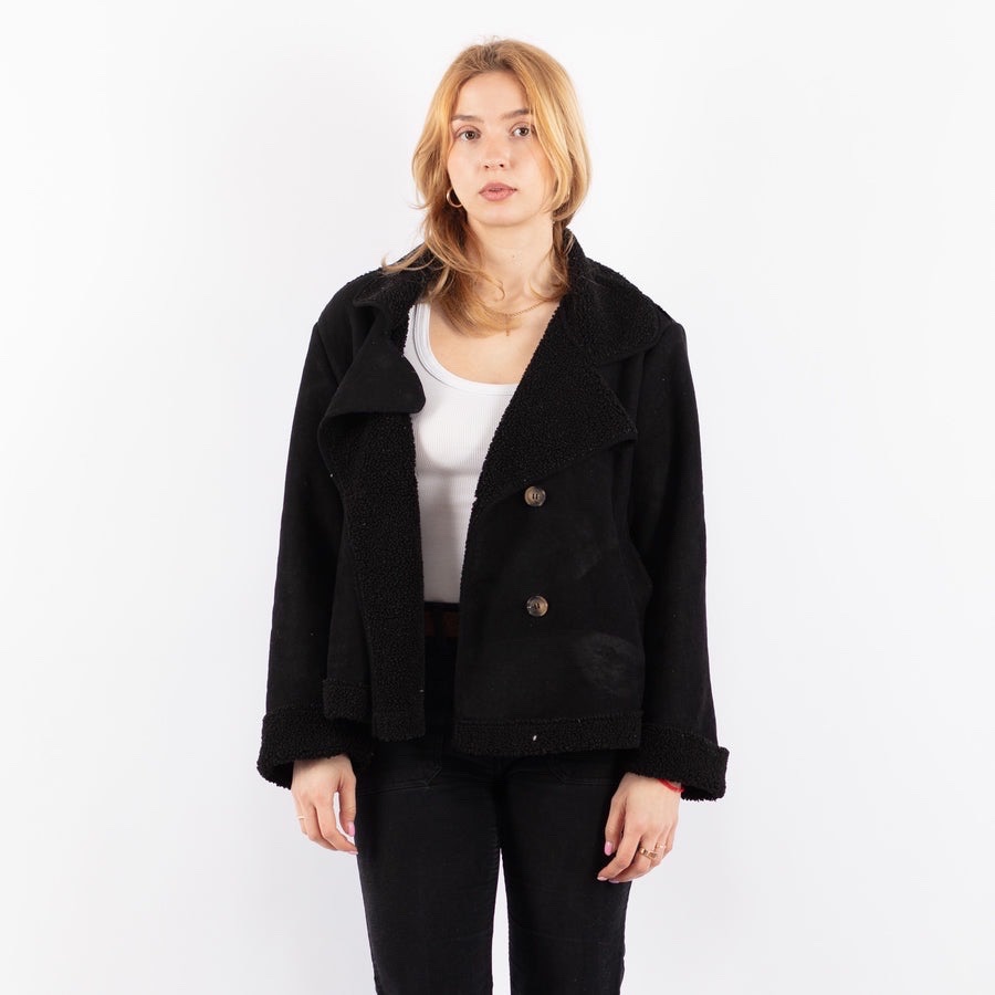 FAUX SHEEPSKIN JACKET IN BLACK