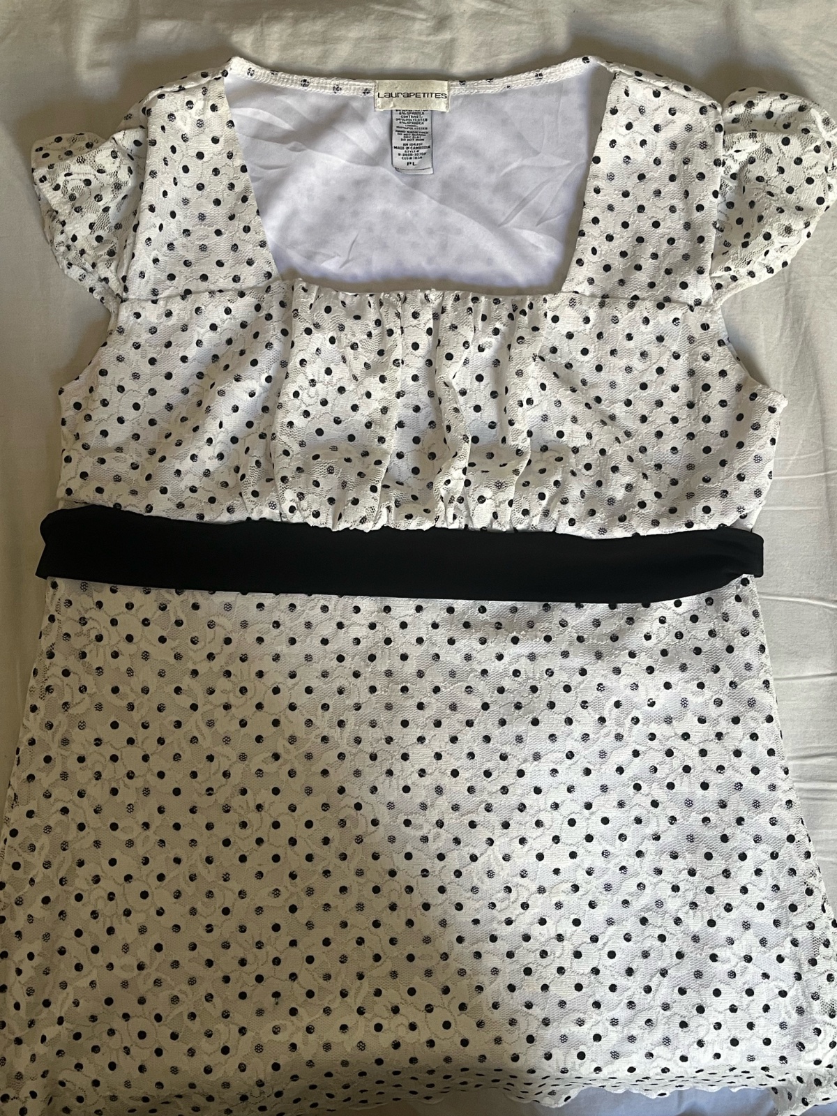 Babydoll Ribbon Top in Polka Dot