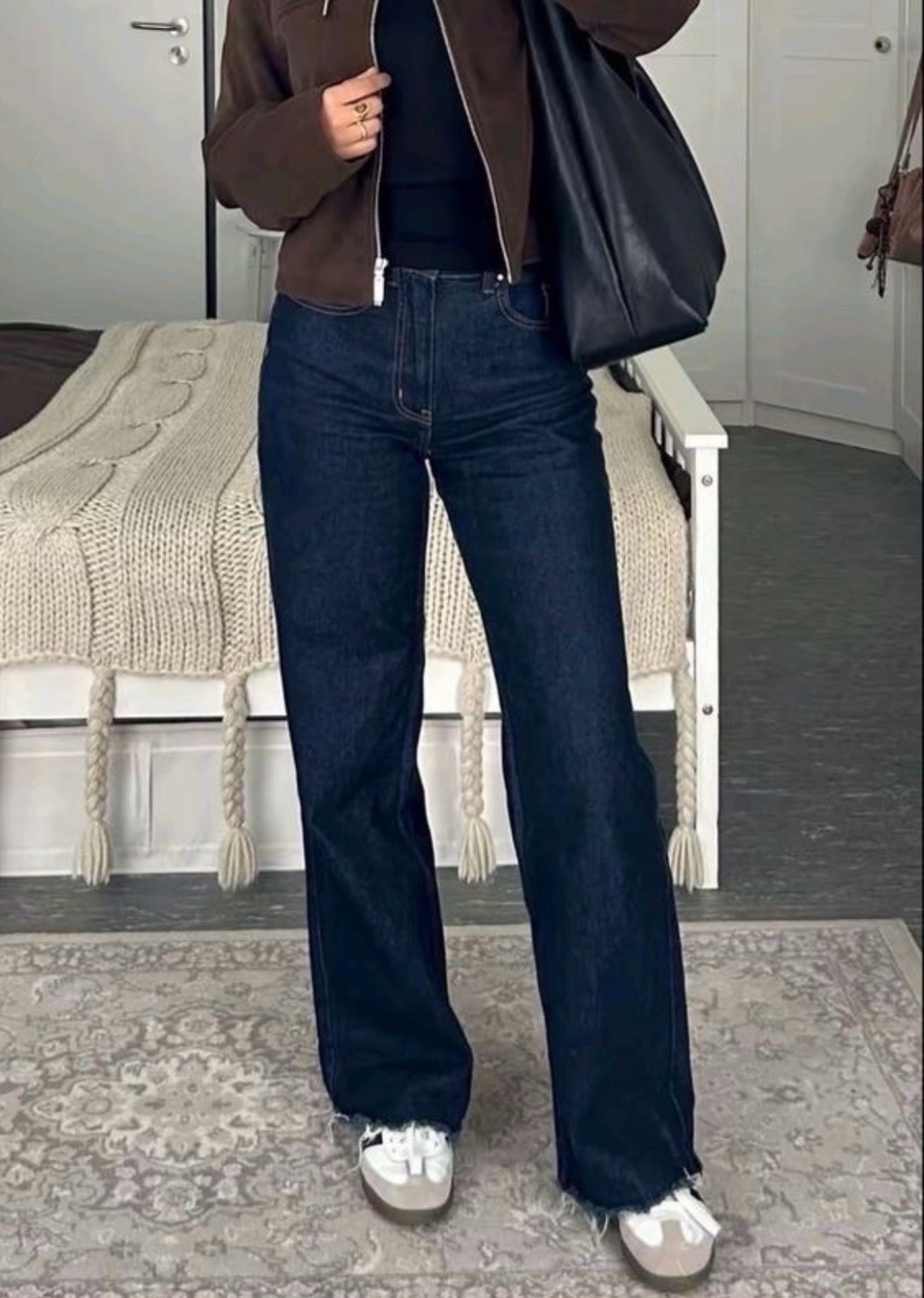 Jeans bleu marine à taille haute