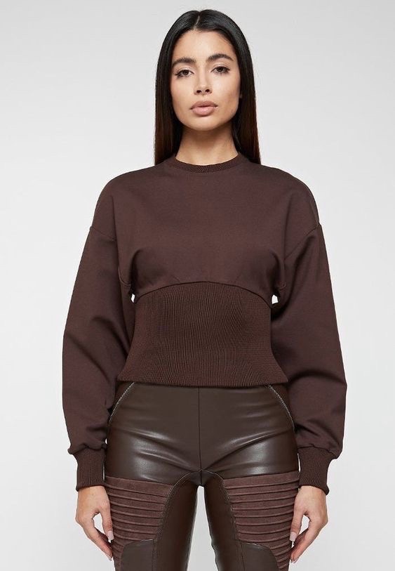 Pull à Détail De Corset | marron