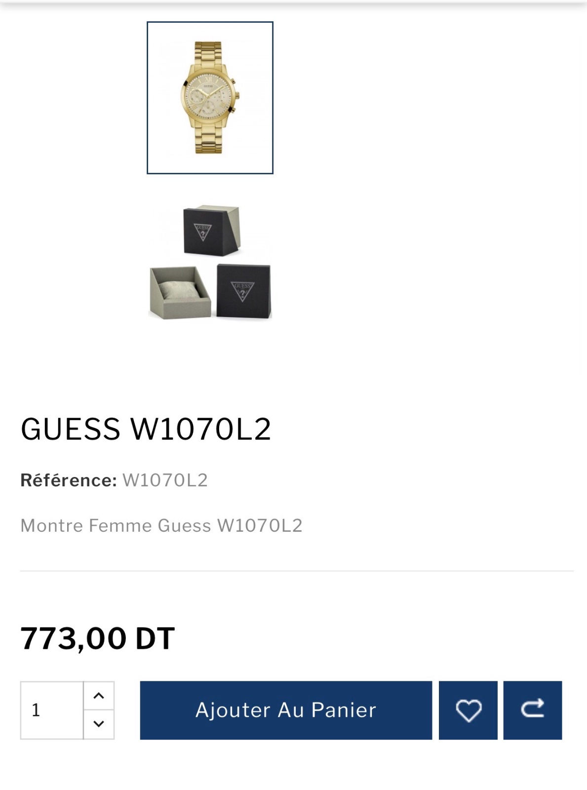 Montre guess couleur doré 