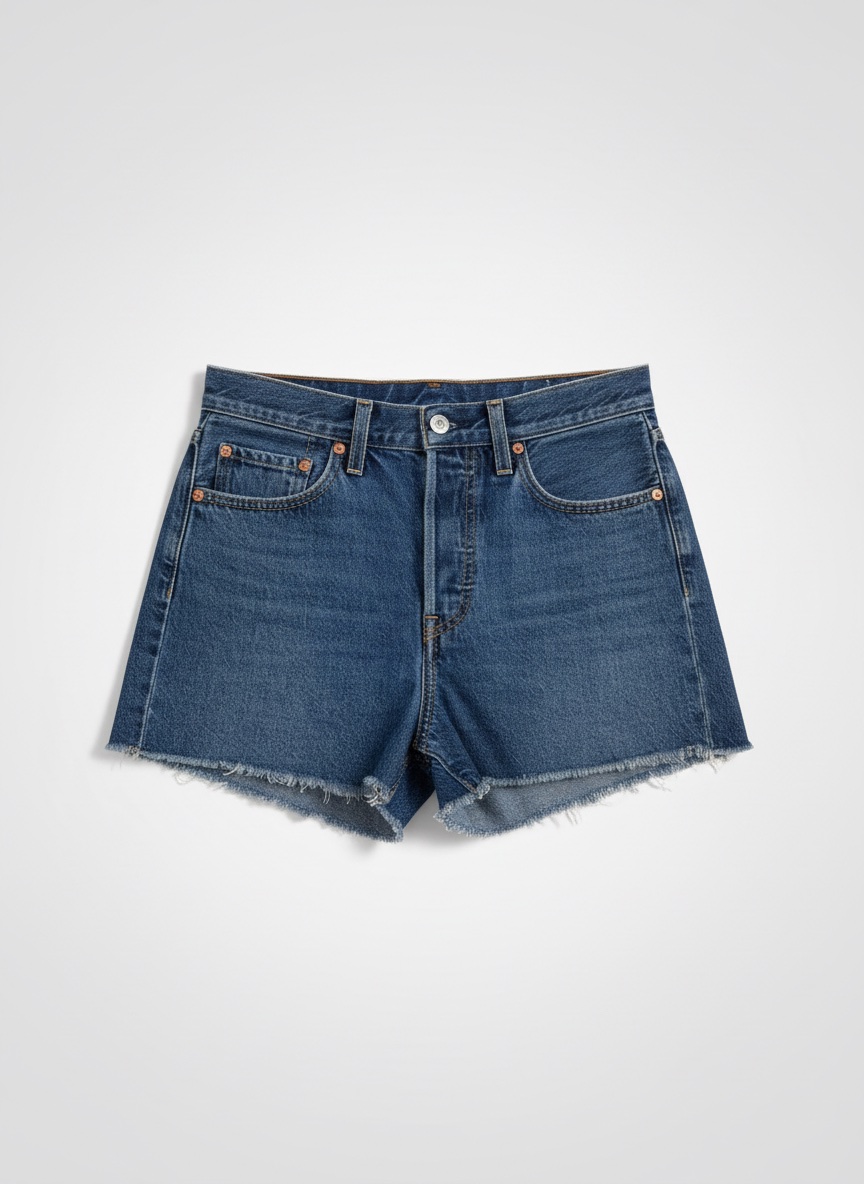 Jean de super qualité, boutons d'origine, coupe brute en bas (Frayed hem).