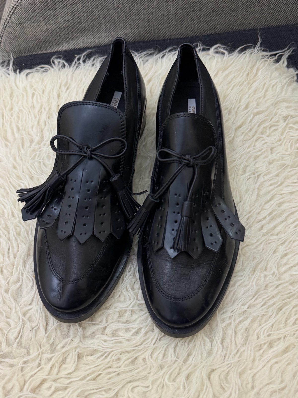 Mocassins en cuir noir Geox Respir
