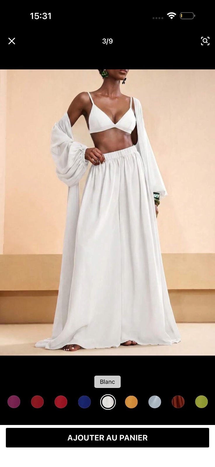 Ensmble 2 piece pantalon large taille haute w komino