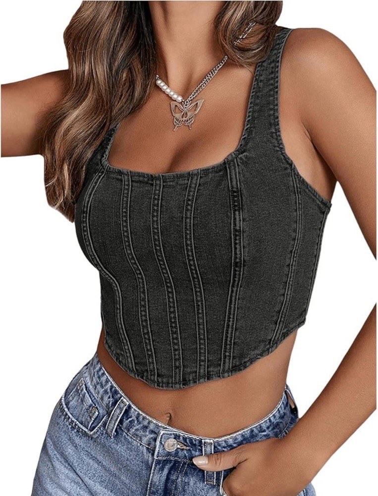 Haut corset en denim