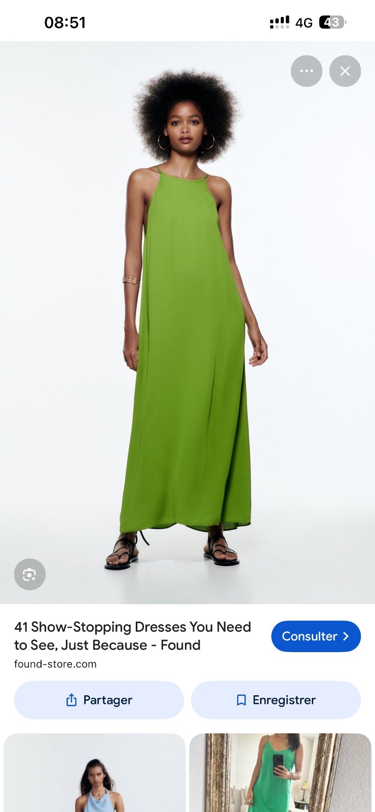 Robe zara vert longue