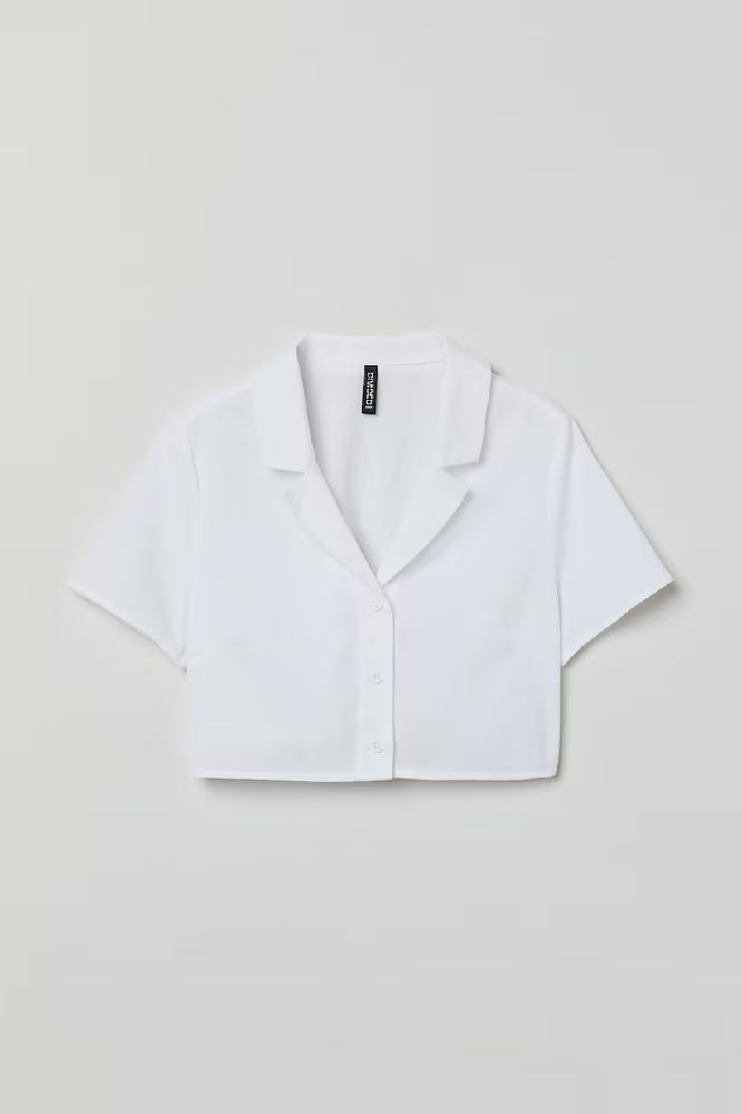 H&m White linen Crop Top 