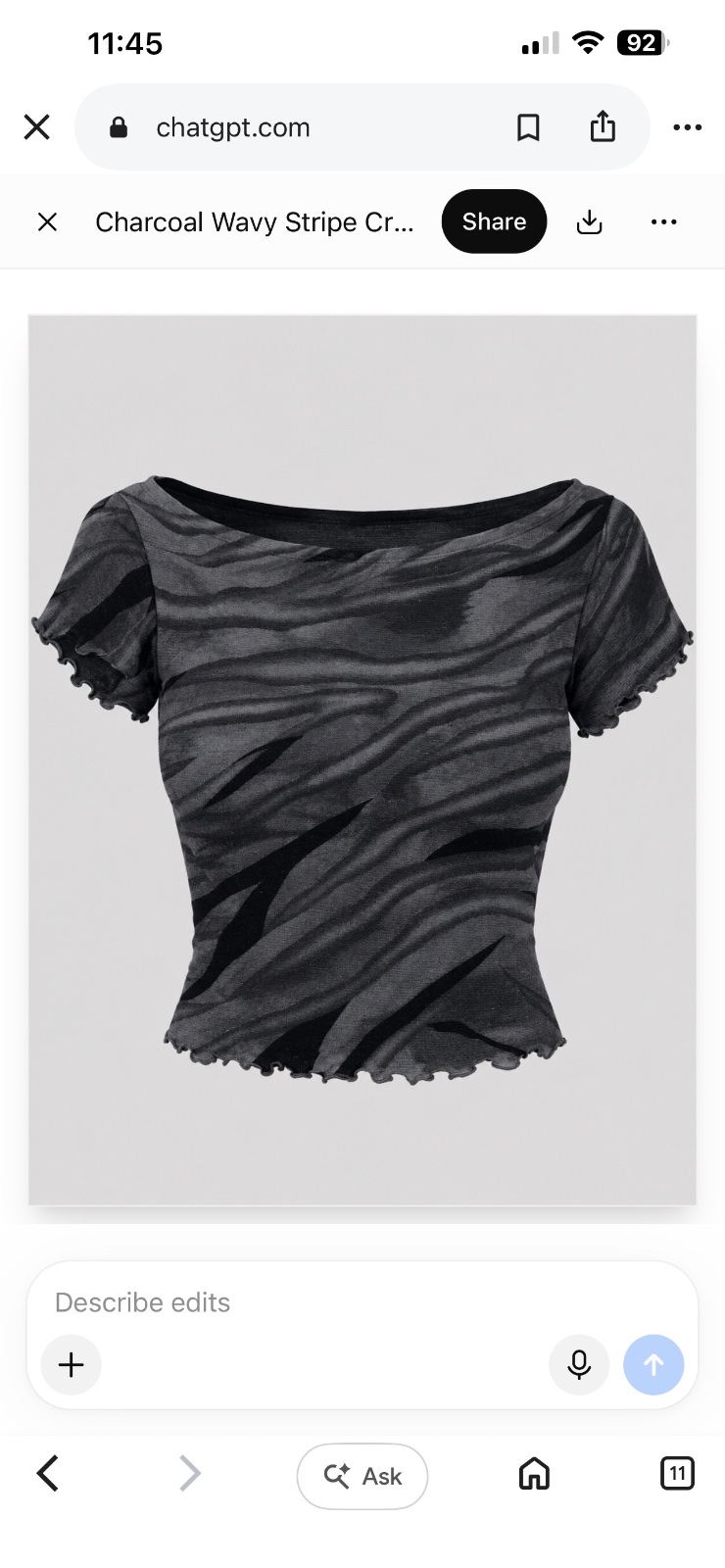 Top tigré noir et gris