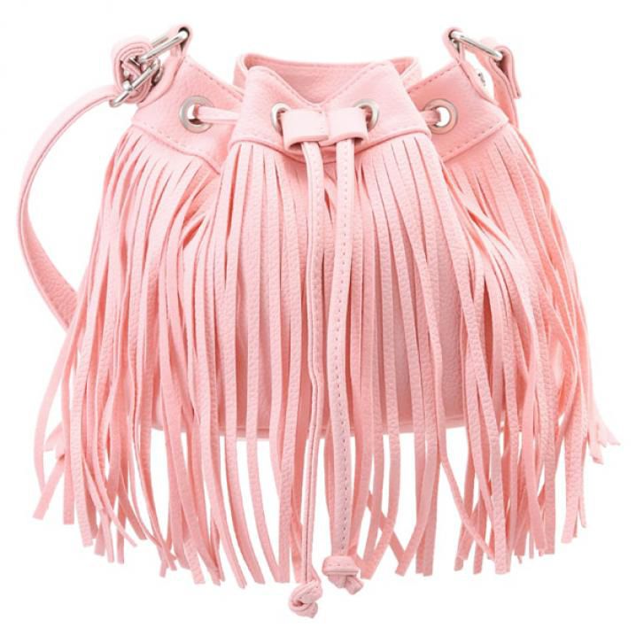Sac à mains à franges  rose poudré de Jennyfer