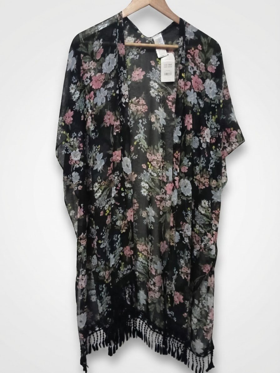 Kimino fleuri asymétrique, taille unique, ylabass M/L