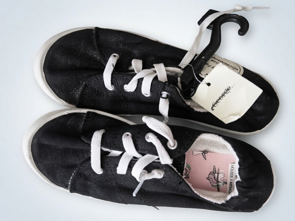 Baskets de George en toile noir cintillant, taille 2 ( 33/34), neuves