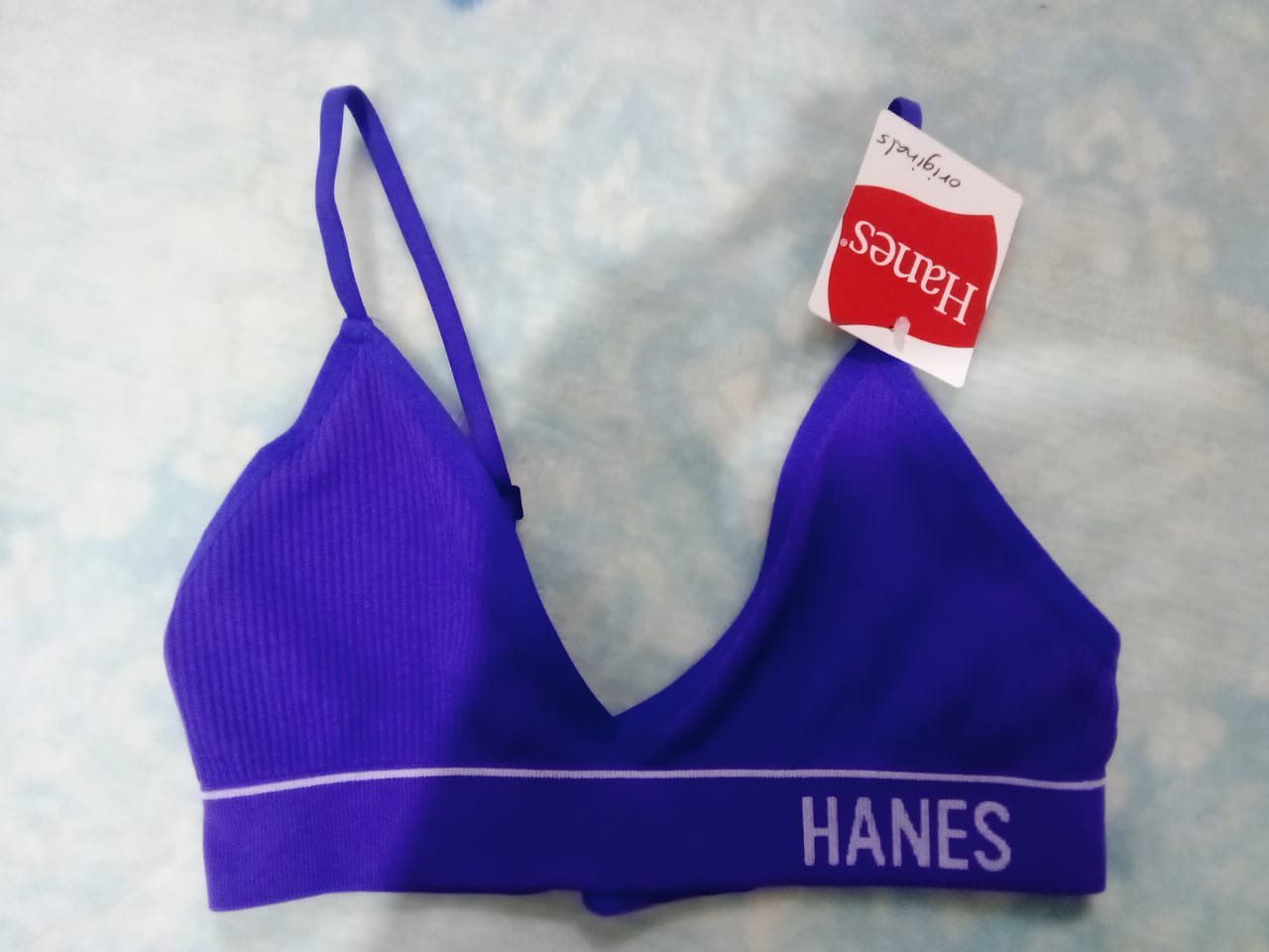 brassière triangle sans couture à côtes Hanes Originals de couleur violette taille S