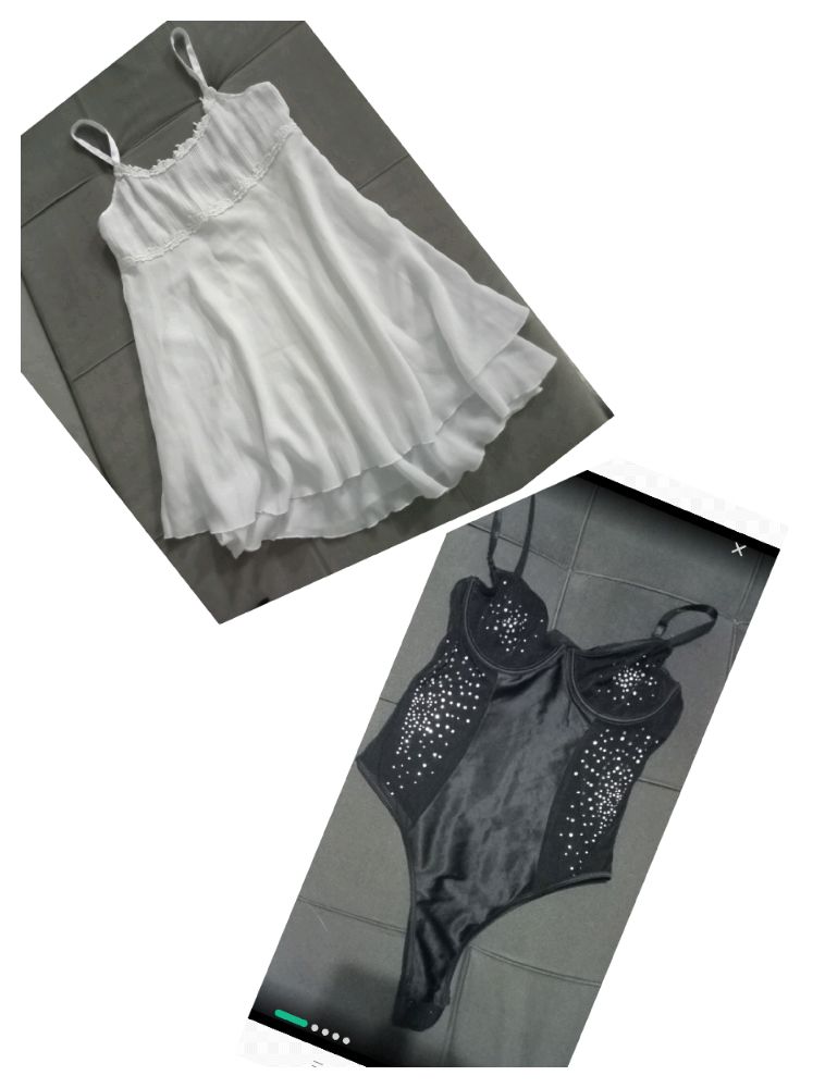 Body lingerie sexy rembourré+nuisette à volant taille M, comme neufs