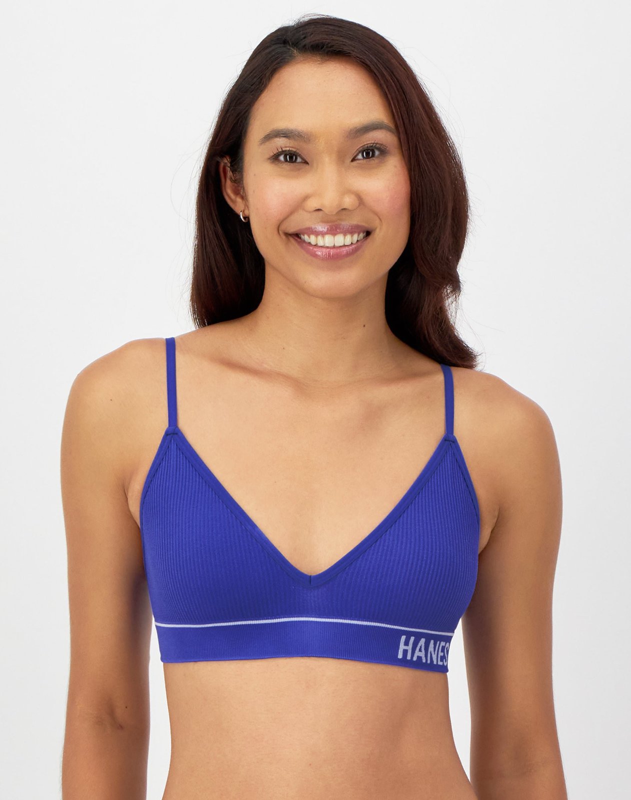 Brassière triangle sans couture à côtes Hanes Originals de couleur violette taille XL