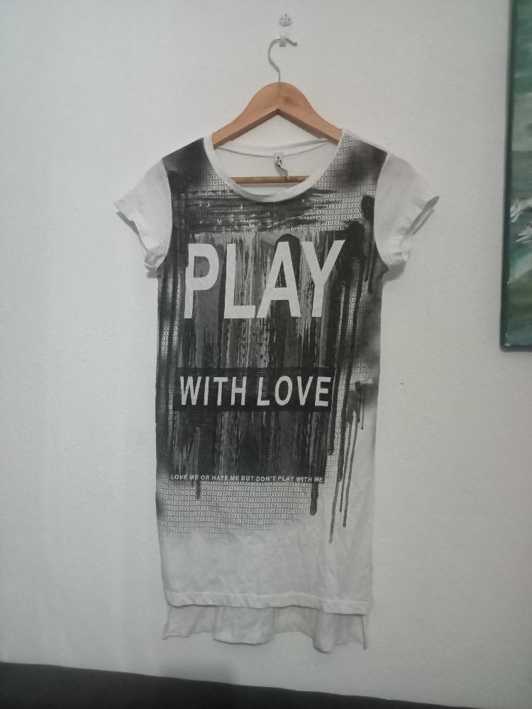 T-shirt long fendu des deux côtés en coton neuf taille S