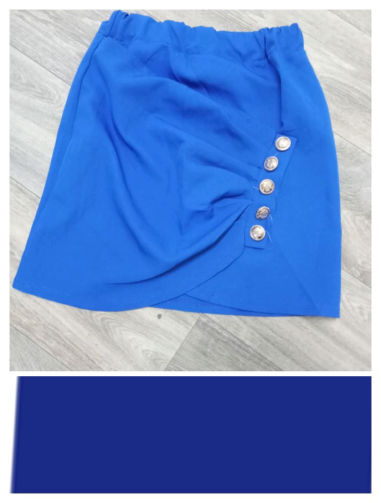jupe courte froncée bleue électrique la vraie couleur comme la photo ajoutée, ylabass XS/S