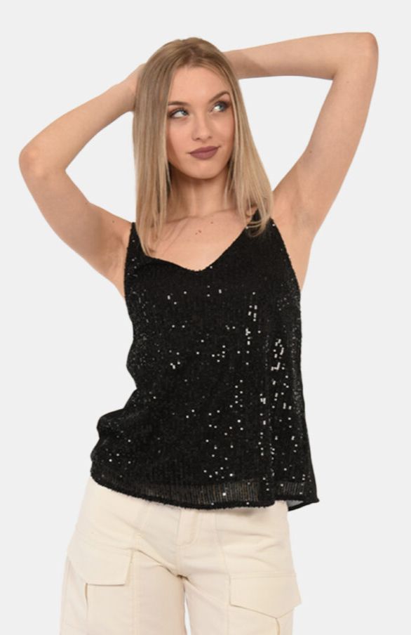 Top neuf, noir à sequins avec doublure de H&M taille S