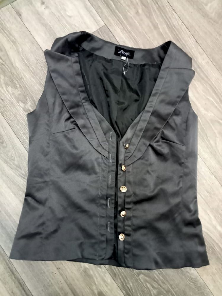 Gilet costume tissu satiné, gris charbon tlabass S.Neuf