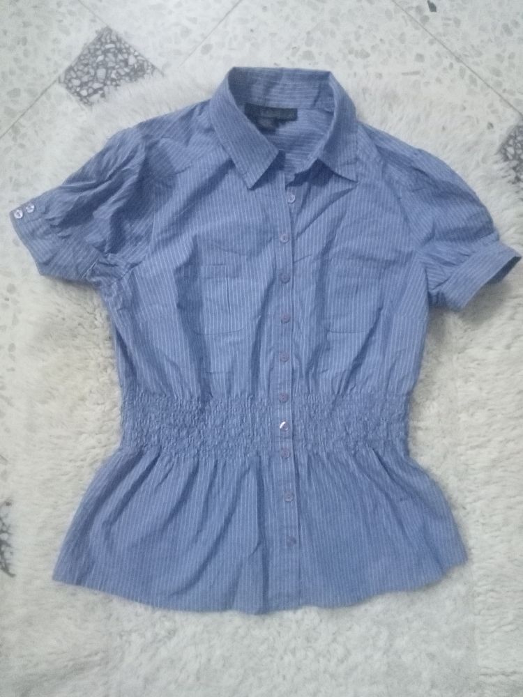 chemise rayée élastique à la taille, taille M