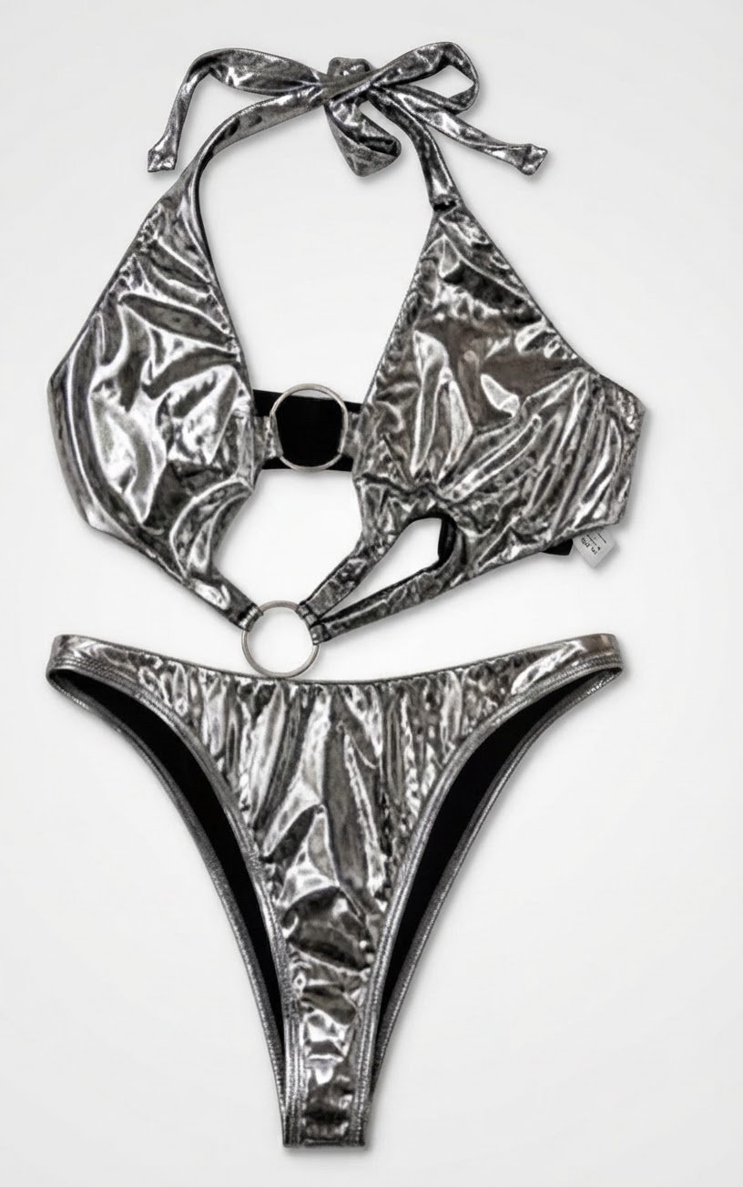 Maillot de bain une pièce gris métallisé 42