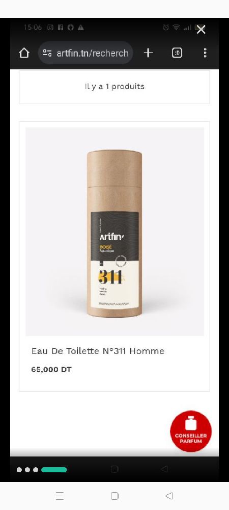 Parfum pour homme de la marque Artfin peu utilisé ( ri7etha tichbah l Boss) 