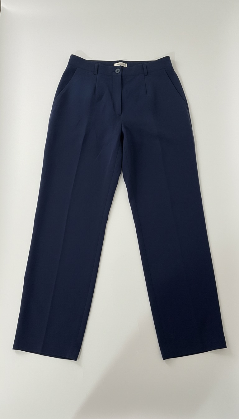     Pantalon tailleur bleu marine coupe large élégante