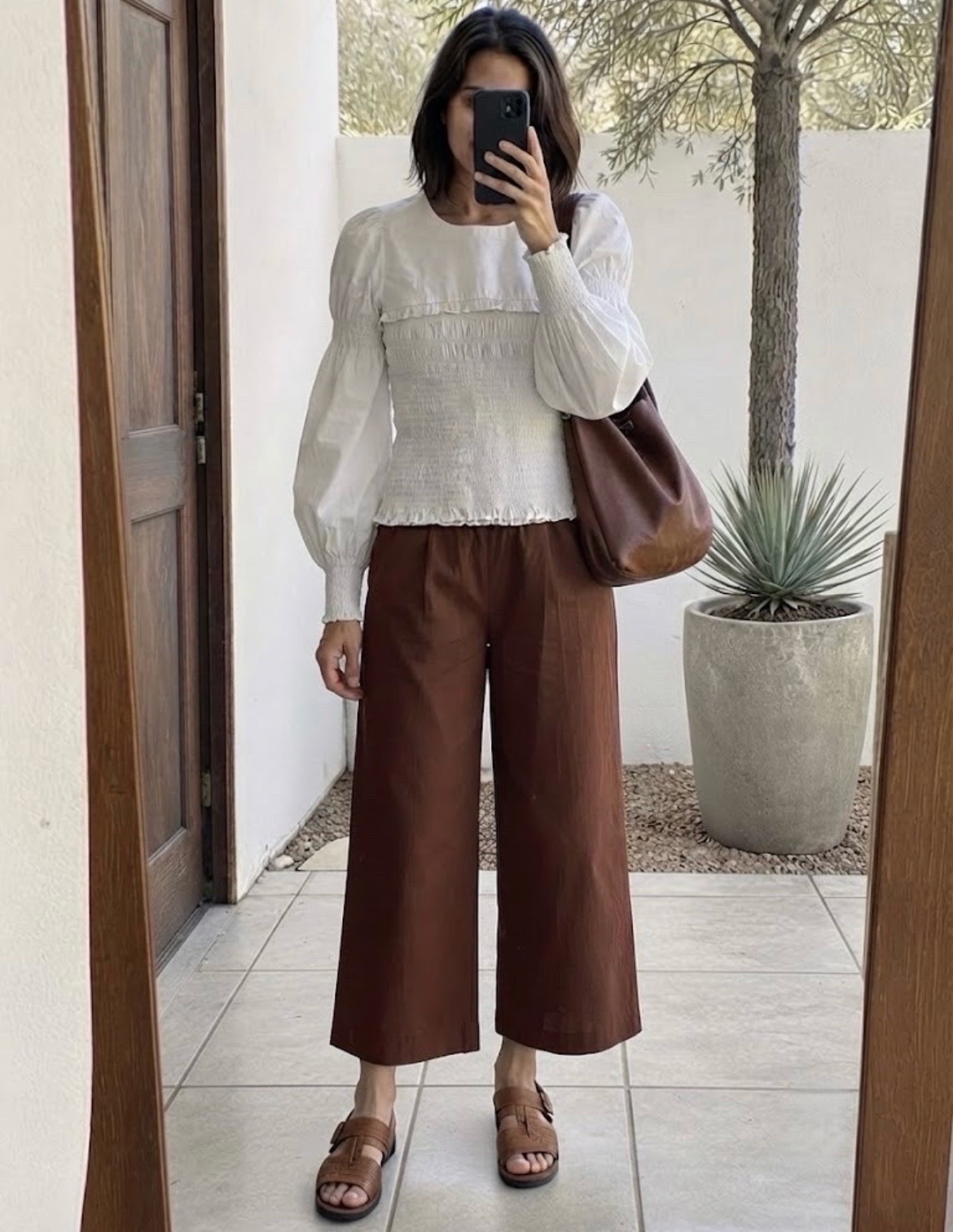 Pantalon en lin marron chocolat 