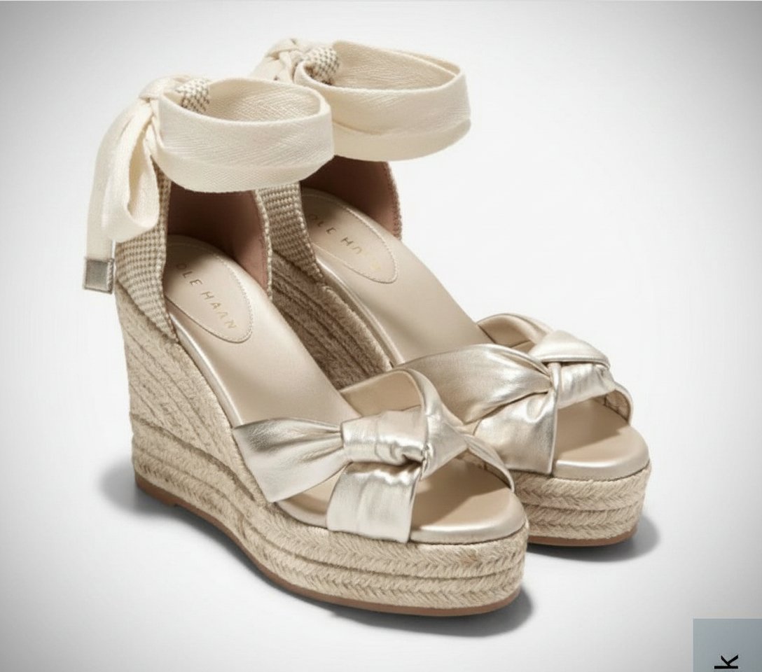 Sandales compensées cole haan dorée 
